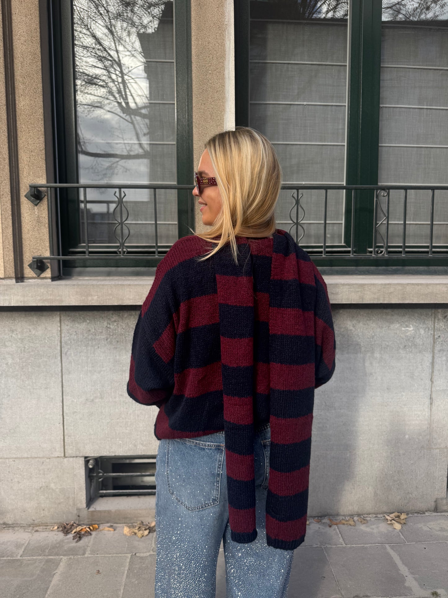 Noëlla cardigan with scarf - bordeaux