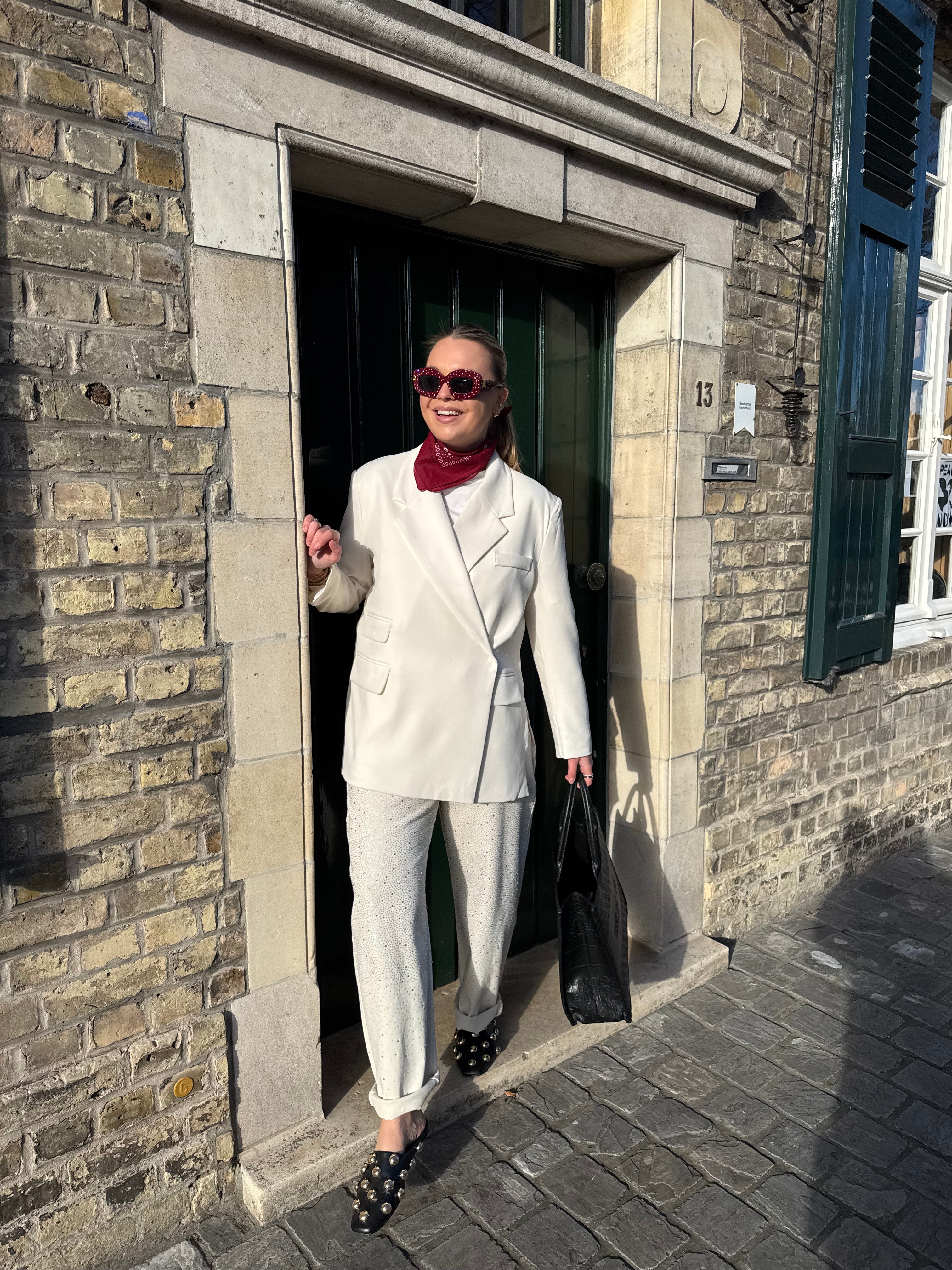 Claire rhinestone jeans - white