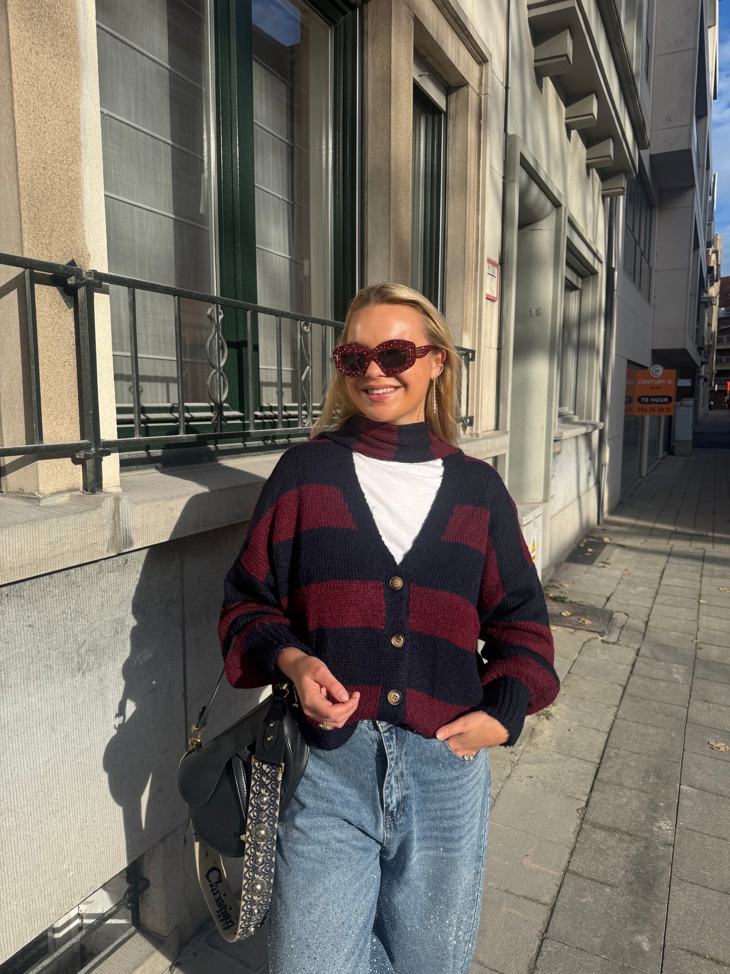 Noëlla cardigan with scarf - bordeaux