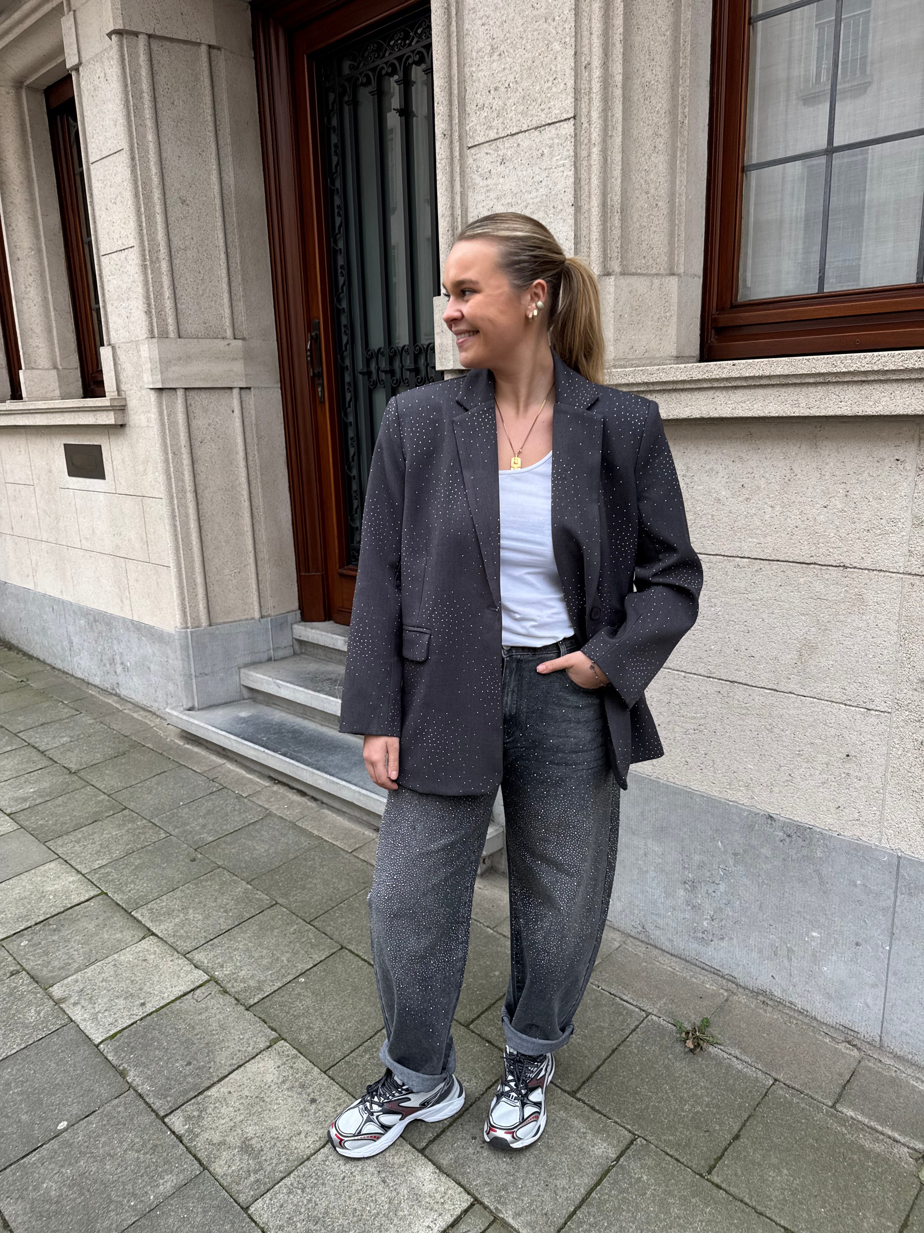 Claire rhinestone jeans - black